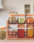 Spice Rack With 6 Airtight Jars