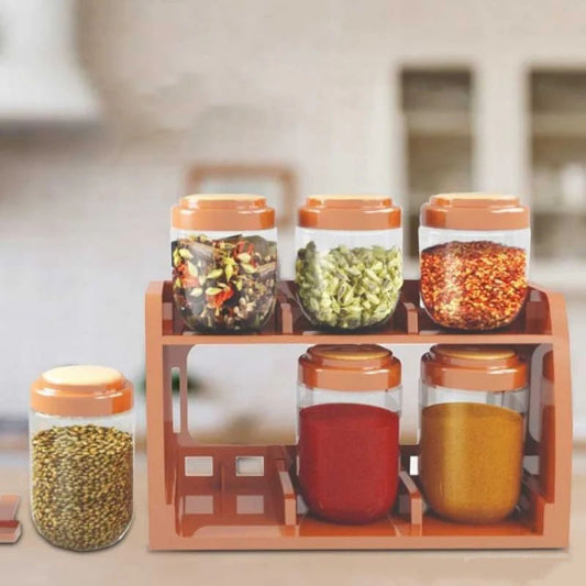Spice Rack With 6 Airtight Jars