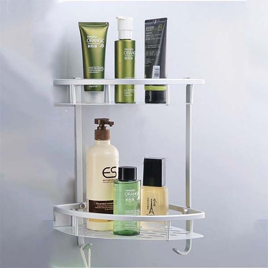 2 Layer Aluminium Steel Corner Bathroom Shelf