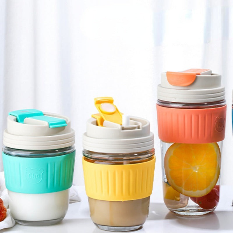 Dual Drink Glass Cup With Straw