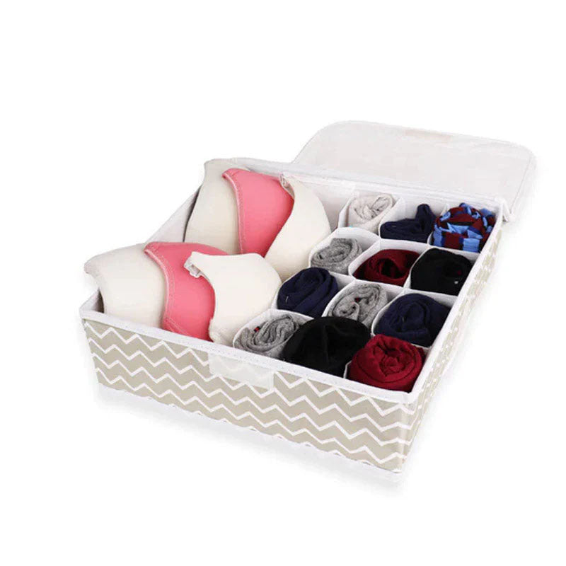 Undergarments White Stripes Organizer Box With Lid