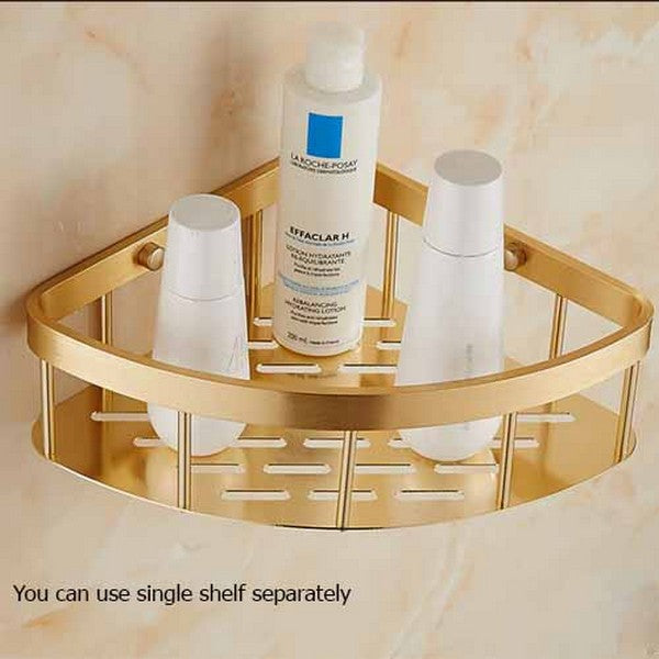 2 Layer Aluminium Heavy Corner Shelf Golden