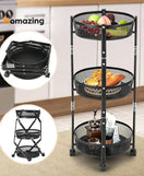 3-Tier Foldable Storage Trolley Rack