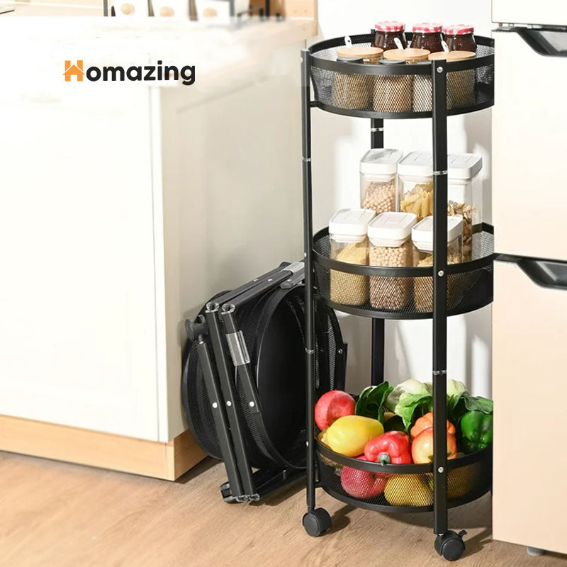 3-Tier Foldable Storage Trolley Rack