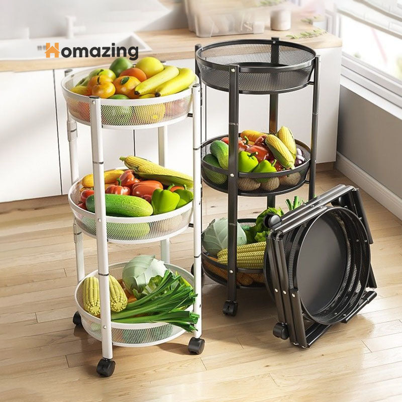 3-Tier Foldable Storage Trolley Rack