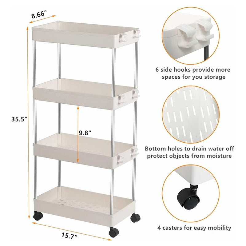 4-Tier Trolley Organizer With Wheels