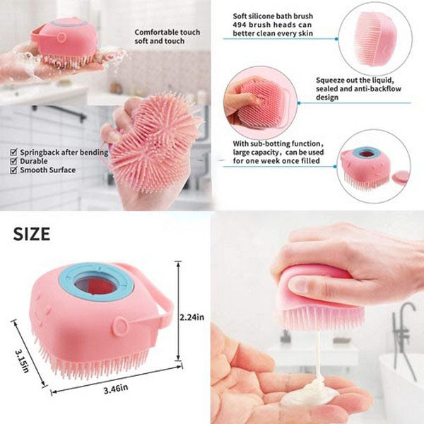 Silicone Soft Bath Body Brush with Shampoo Dispenser