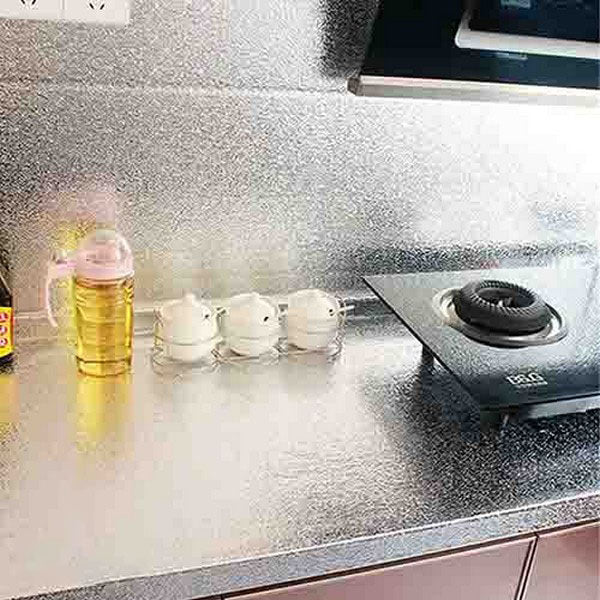 Oil Proof Aluminium Adhesive Sheet Stove Top - Silver - 60 x 200 cm