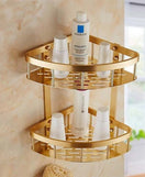 2 Layer Aluminium Heavy Corner Shelf Golden