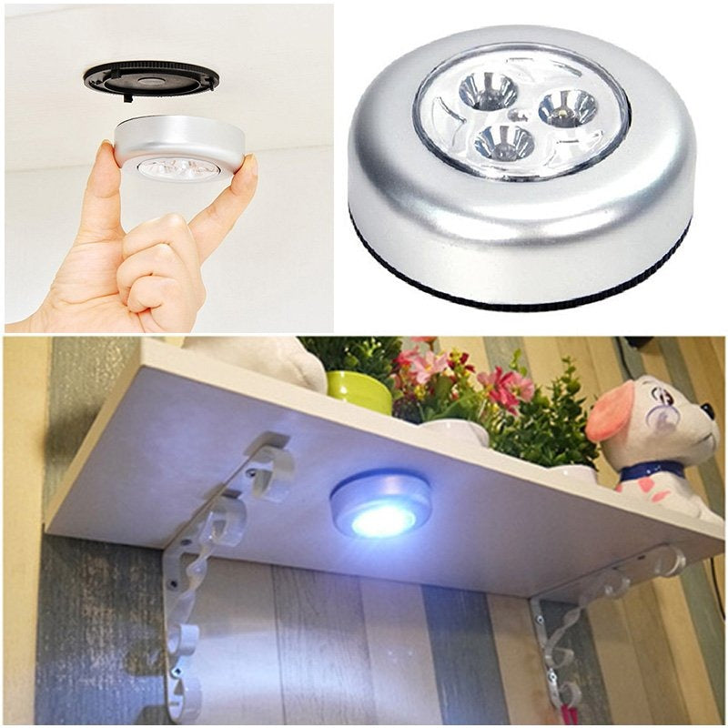 LED Push Button Tap Light Adhesive Pack Of 3