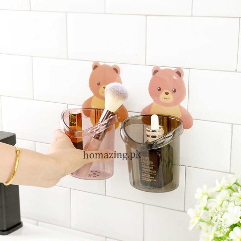Bear Toothbrush Holder Cup Wall Mounted