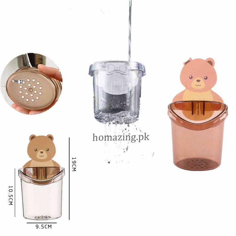 Bear Toothbrush Holder Cup Wall Mounted