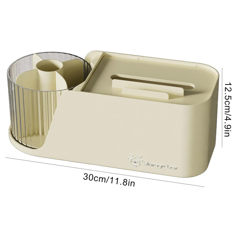 Multifunctional Rotating Pen Holder With Tissue Box