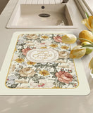 Anti-Slip Dish Drying/Dining Table Mat-Water Absorbent-(Design-I)