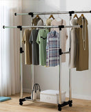 Double Pole Cloth Rail with Wheels