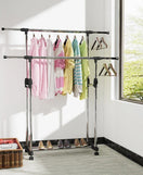 Double Pole Cloth Rail with Wheels