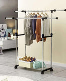 Double Pole Cloth Rail with Wheels