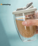 Double Wall Glass Mug With Lid