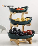 3 Tiers Fruit Plates With Wooden Stand