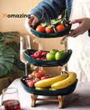 3 Tiers Fruit Plates With Wooden Stand