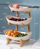3 Tiers Fruit Plates With Wooden Stand