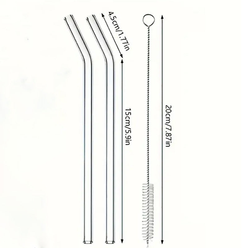 5 PCs Drinking Glass Straws With Brush