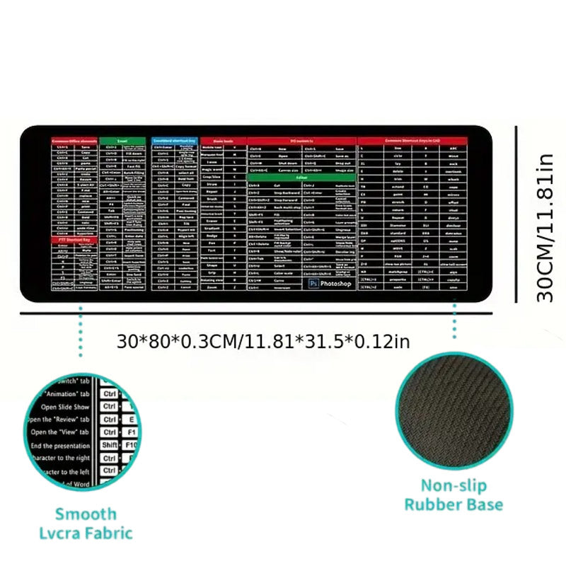 Non-Slip Keyboard Pad With Office Software Shortcuts Pattern