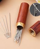 12Pcs Threading Needles With Wood Case