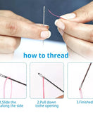 12Pcs Threading Needles With Wood Case