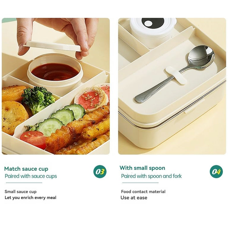 Stainless Steel Lunch Box With Spoon Heavy Quality