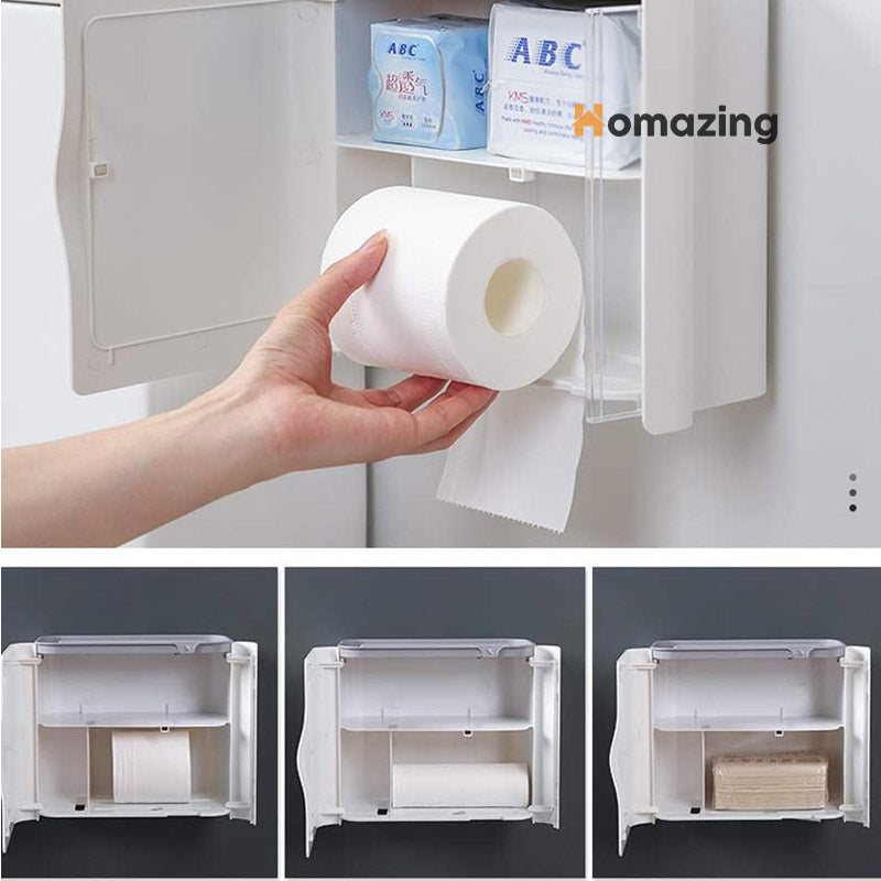 Wall-Mounted Toilet Paper Shelf Tissue Box