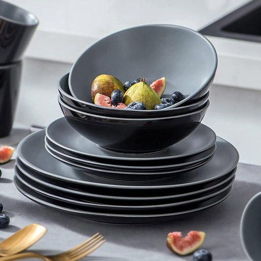 Stoneware Dinner Set Black (18 Pcs Set)