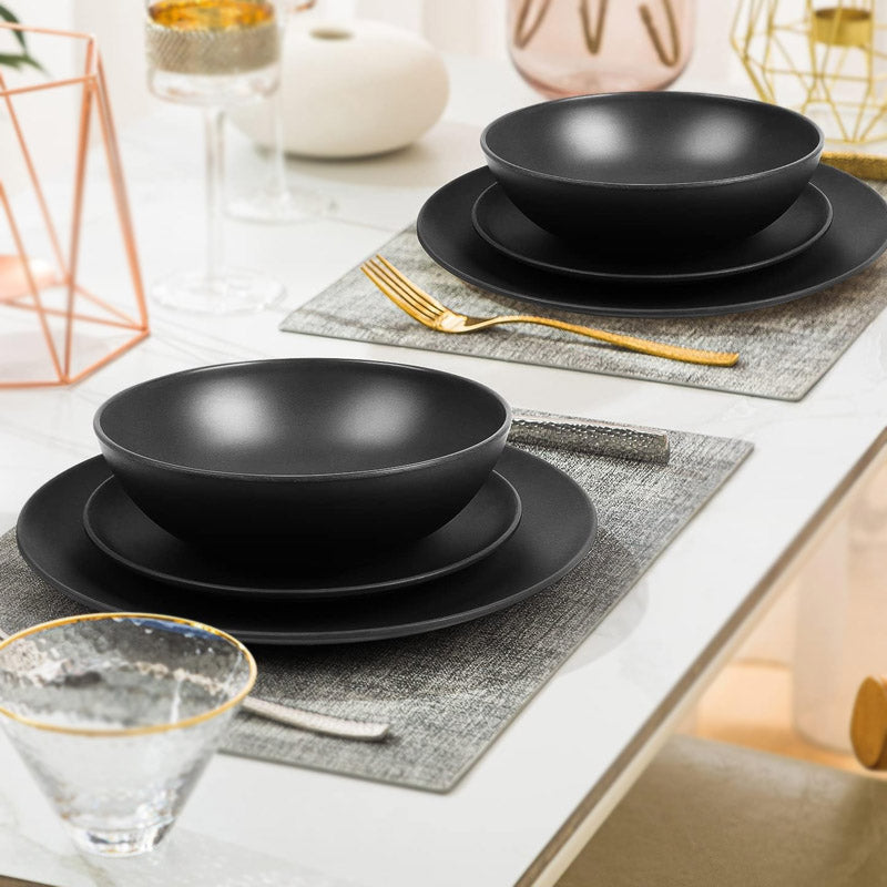 Stoneware Dinner Set Black (18 Pcs Set)