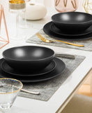 Stoneware Dinner Set Black (18 Pcs Set)