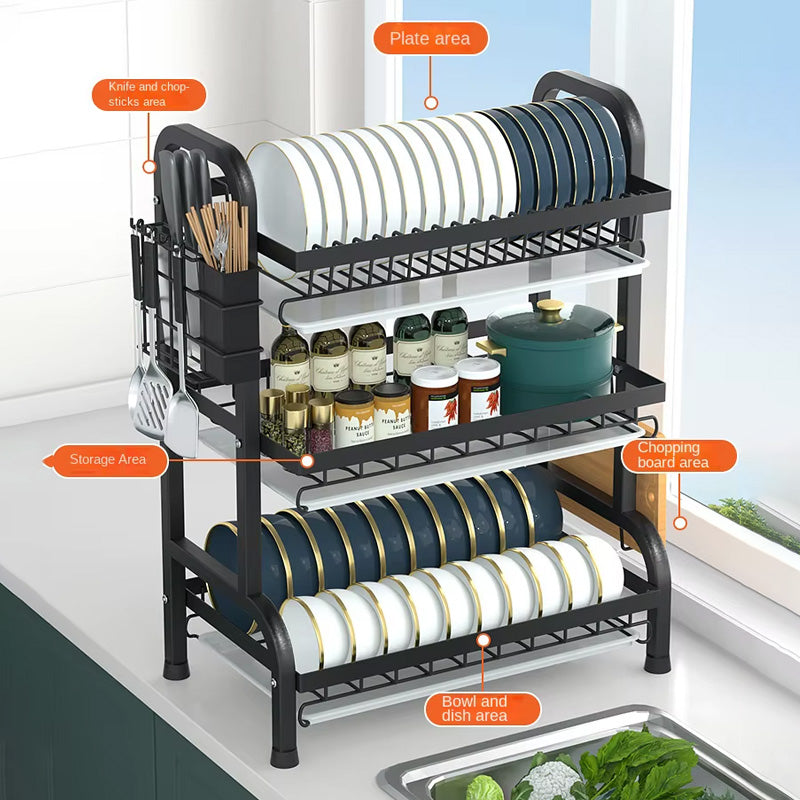 3 Layer Multi-Tiered Dish Storage Rack