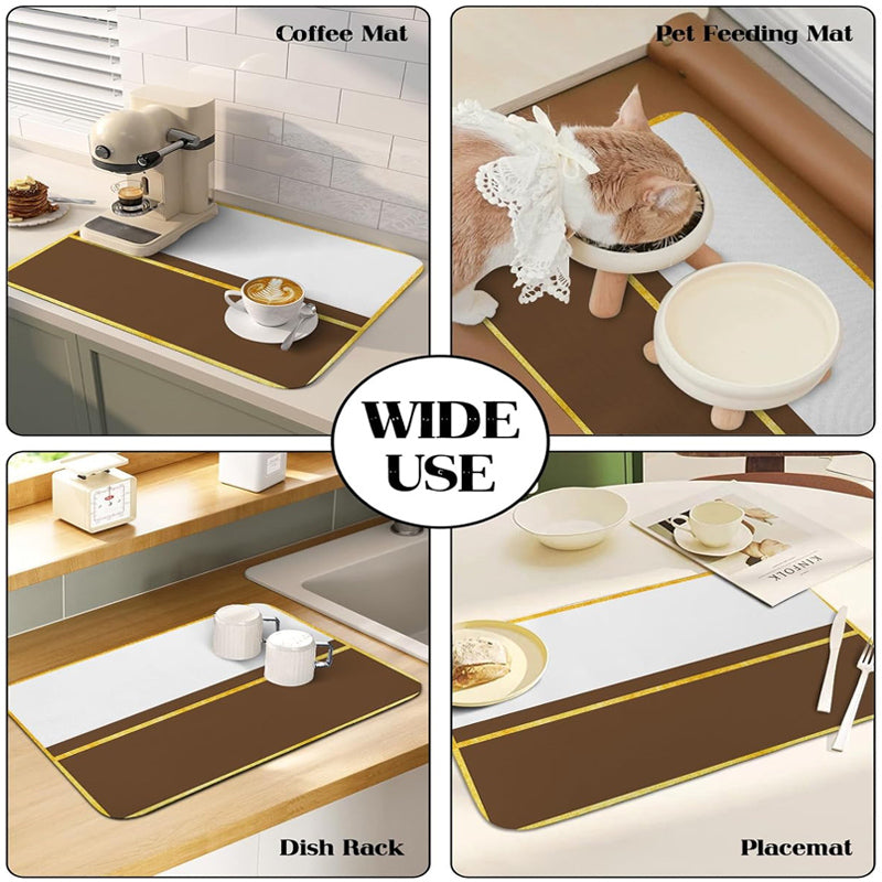 Anti-Slip Dish Drying/Dining Table Mat-Water Absorbent-(Design-A)