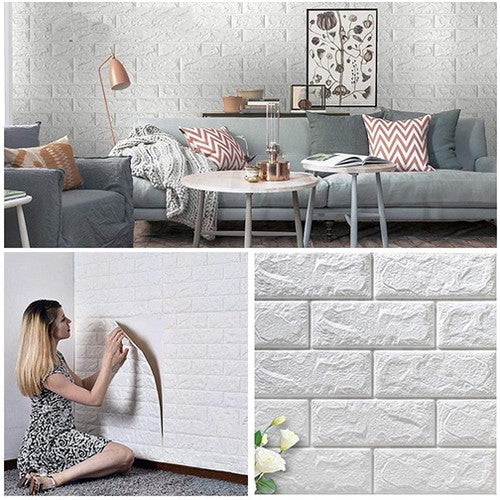 Pack Of 4 3D Foam Brick Wall Sheets 3MM