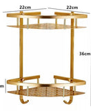 2 Layer Aluminum Golden plated Bathroom Shelf
