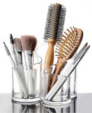 Acrylic 3 Compartment Cosmetic Brush Holder