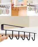 Cabinet Under Shelf 6 Hooks Iron Hanging Rack