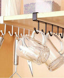 Cabinet Under Shelf 6 Hooks Iron Hanging Rack