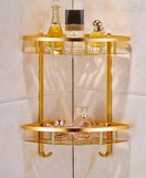 2 Layer Aluminum Golden plated Bathroom Shelf