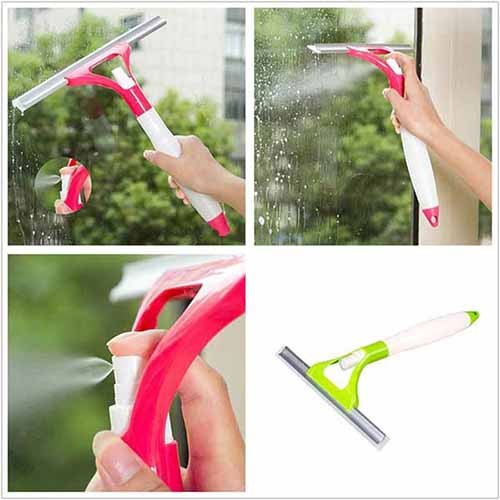 Window Wiper Built-In Spray Bottle Multi-Function