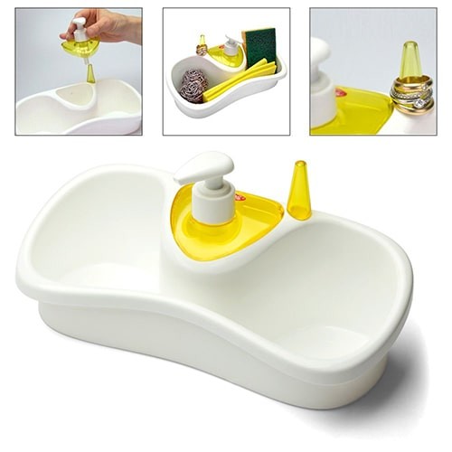 Sponge Holder And Soap Dispenser Sink Organizer