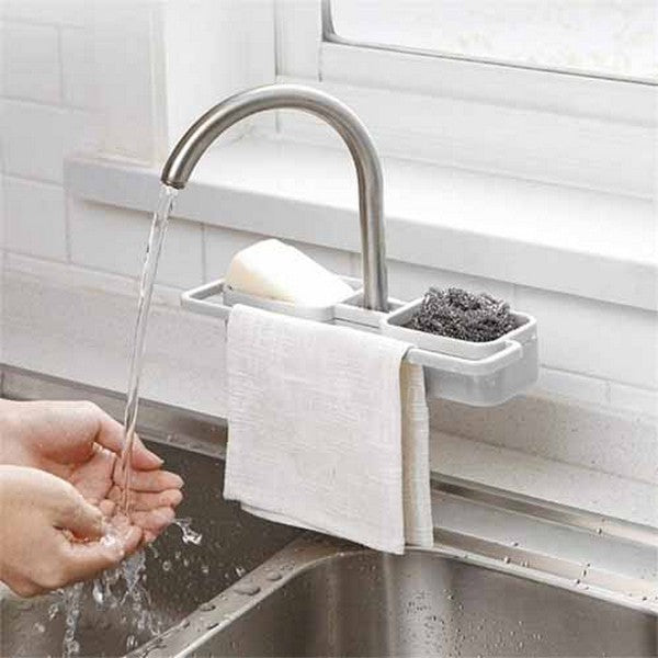 Sink Faucet Sponge Soap Storage Organizer