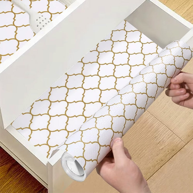 Anti-Slip Drawer Line Gold PVC Sheet Roll