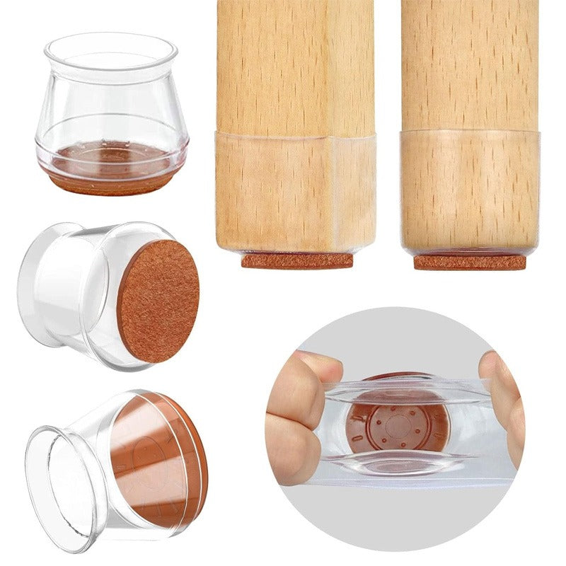 4 Pcs Silicone Chair Leg Protectors With Felt Pads