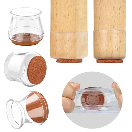 4 Pcs Silicone Chair Leg Protectors With Felt Pads