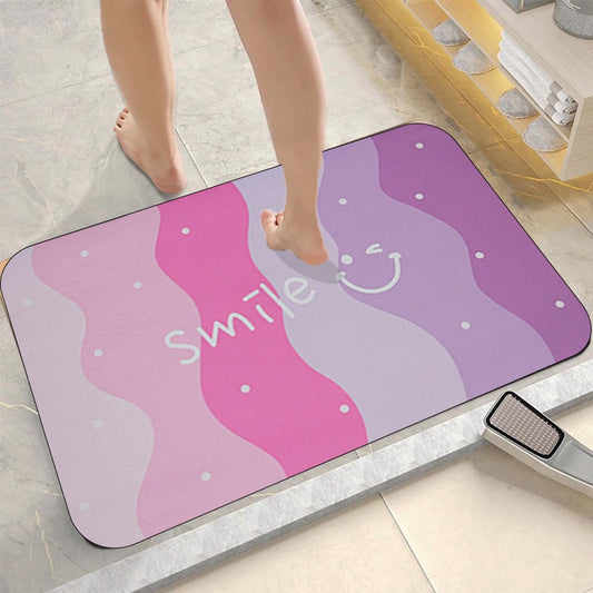 Floor Bath Mat Absorbent Non-Slip Smile Design