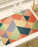 Anti-Slip Dish Drying/Dining Table Mat-Water Absorbent Geometric Design